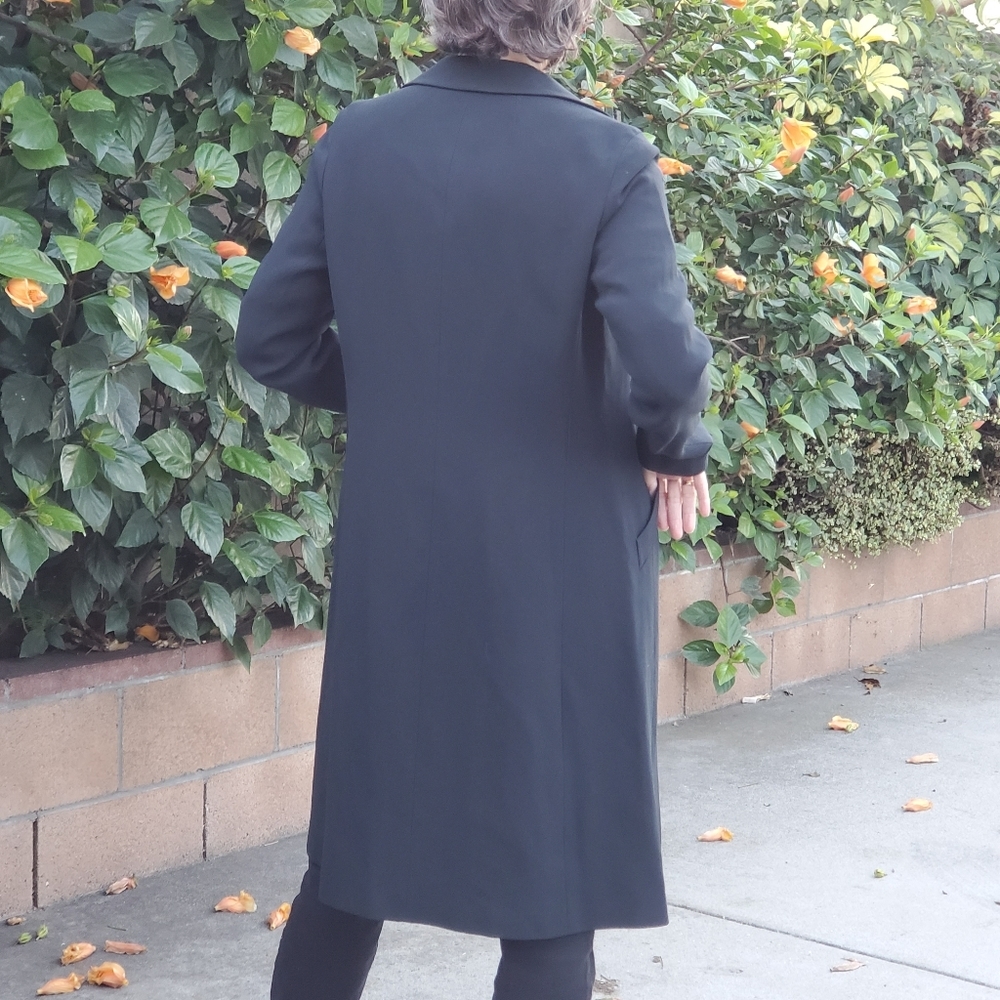 KENAR open midi black long sleeve coat lined sz.6 business travel office - Picture 3 of 11